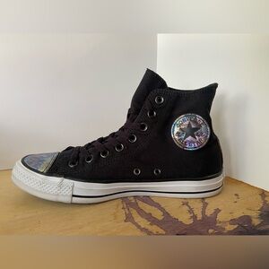 🫧 Converse All Star high tops black w/ oil slick women’s size 9 men’s size 7 🫧